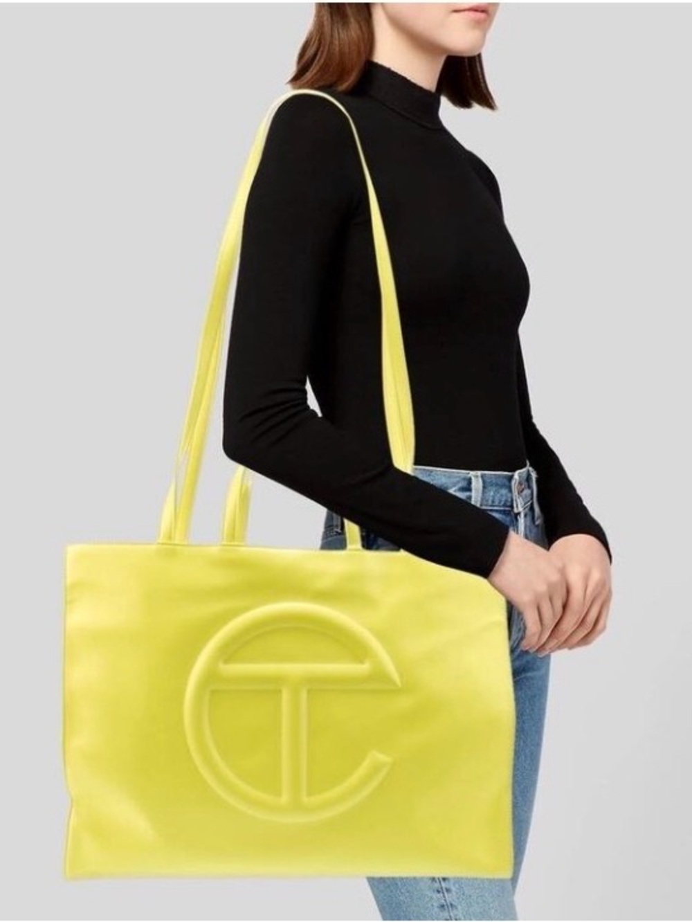 Telfar NEW Large Shopping Weekender Crossbody Bag Highlighter Yellow $257